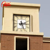 Horloge de tour extérieure moderne en métal à énergie solaire avec synchronisation automatique GPS, affichage analogique et veilleuse, cadran personnalisable disponible