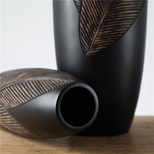 <span class=keywords><strong>Grand</strong></span> <span class=keywords><strong>vase</strong></span> à fleurs nordique en polyrésine sur pied, décoration <span class=keywords><strong>noire</strong></span>, <span class=keywords><strong>vase</strong></span> à fleurs en relief - Product Image 5