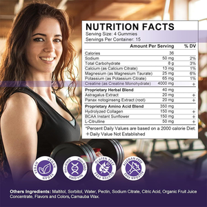 OEMプライベートラベルプレワークアウトクレアチン一水和物とBCAA電解質＆コラーゲンアミノ酸ブレンドサプリメントグミ（女性用） - Product Image 5