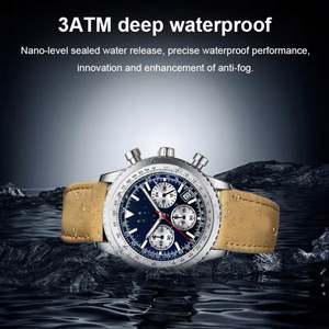 Montre de luxe décontractée pour homme Drioshipping, montre chronographe sport tendance, montre en cuir étanche et lumineuse pour homme, cadeau - Product Image 3