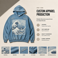 ODM Sweat à capuche surdimensionné en coton 100% écologique gaufré, avec passepoil contrastant, design sans doublure, style Hip-Hop