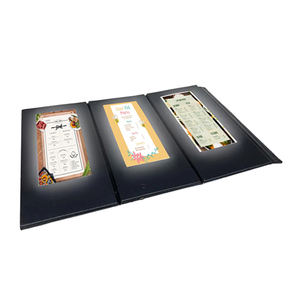 ขาตั้งโต๊ะแบบหมุนได้ 3 ด้าน ทำจากหนังเทียมคุณภาพสูง พร้อมไฟ LED สำหรับเมนูอาหาร ปกหนังสือเมนู และที่วางเมนู - Product Image 5