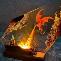 Lampe en résine Dragon de Feu en époxy, veilleuse artisanale en résine, LED multicolore, idéale pour la décoration de la maison et de la chambre, cadeaux uniques pour anniversaires et fêtes