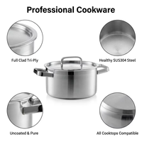 Marmite en acier inoxydable robuste avec couvercle, grande marmite à soupe, ensemble de casseroles pour restaurant professionnel, hôtel, cuisine
