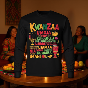T-shirt à manches longues Kwanzaa Seven Principles Nguzo Saba, vêtements de fête afro-américains - Product Image 3