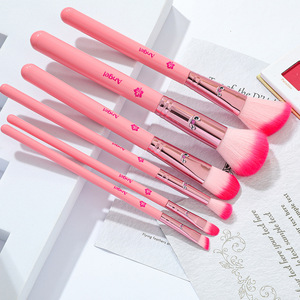 Ensemble de 6 pinceaux de <span class=keywords><strong>maquillage</strong></span> Kawaii <span class=keywords><strong>Stitch</strong></span> Angel rose, poils doux aux couleurs vibrantes, kit de pinceaux cosmétiques pour filles - Product Image 6