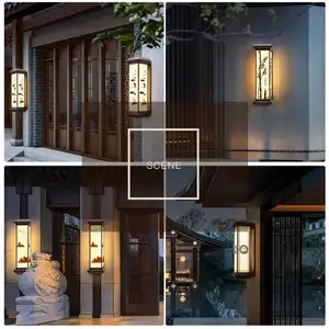 JENSJ Modern IP65 Outdoor LED Solar Wall Lamp Waterproof Solar Panel Flat Cover With National Wind Style For Garden Use