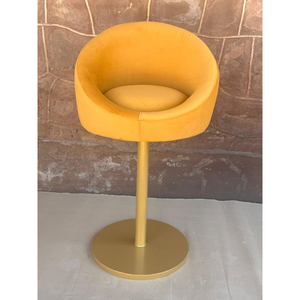 Chaise de bar moderne en velours avec base en métal, tabouret rembourré, siège de comptoir de café contemporain, mobilier de luxe - Product Image 2