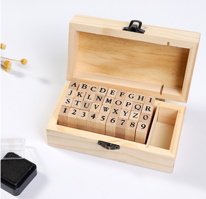 Numéro en bois et lettre symbole <span class=keywords><strong>alphabet</strong></span> <span class=keywords><strong>tampons</strong></span> en caoutchouc en bois et ensemble de <span class=keywords><strong>tampons</strong></span> <span class=keywords><strong>encreurs</strong></span> - Product Image 4