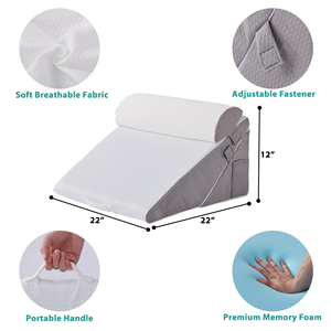 Coussin triangulaire inclinable réglable en mousse à mémoire de forme pour le sommeil, idéal après une chirurgie, contre le reflux acide et le ronflement - Product Image 2
