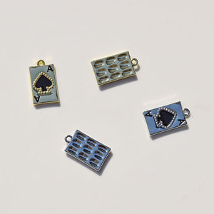 Pendentif en alliage Ace Of Spades, breloque à thème en alliage de zinc, serti de pierres, pour la fabrication de bijoux DIY, pendentifs de mode unisexe - Product Image 4