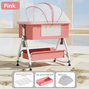 Cuna Portátil Modelo 007 de Fábrica, Cama para Bebés con Ruedas, <span class=keywords><strong>Mosquitera</strong></span>, Plegable, Multifuncional, Metálica - Product Image 2