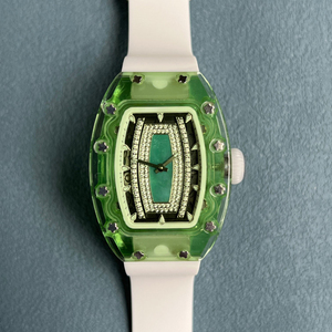 High-quality RM 0702 style Crystal Case Automatic Ladies Watch Diamond-<b>studded</b> Mechanical Watch With White Rubber Strap - Product Image 1