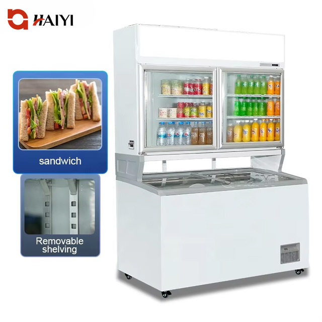 Refrigerated Freezer Ice Cream showcase Refrigerator Combination Freezer for Drinks Fruits Frozen Food