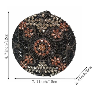 Sac de soirée vintage en strass pour femme, pochette florale en cristal avec chaîne détachable, sac à main pour invitée de mariage - Product Image 3