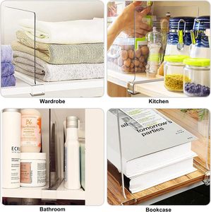 ที่ยึดชั้นวางทรงสี่เหลี่ยมผืนผ้า <span class=keywords><strong>PVC</strong></span> <span class=keywords><strong>ใส</strong></span>ทำจากอะคริลิค1แพ็คตัวแบ่งตู้อเนกประสงค์สำหรับห้องนั่งเล่นที่เก็บเสื้อผ้า - Product Image 2