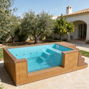 Kit de piscine plongeante en fibre de verre, design rectangulaire avec protection UV, idéal pour les espaces extérieurs compacts et un divertissement écologique - Product Image 2