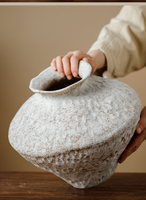 Jingdezhen vas keramik Vintage putih model klasik, vas keramik jatuh salju, dinding bagus, angin halus, tembikar kasar, baru, Zen China