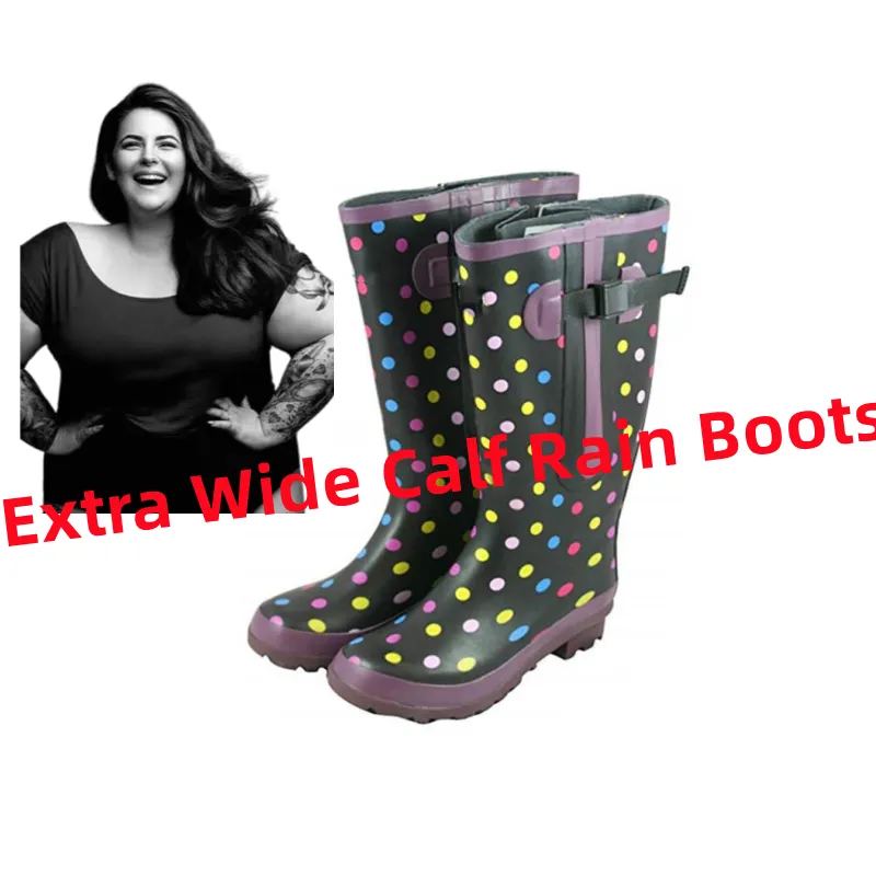 Plus Size Fashion Welly Boots Wide Calf Women Wide Foot Rain Boots Wholesale Custom