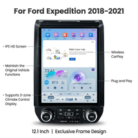 Lecteur vidéo de voiture personnalisé de 12,1 pouces, directement de l'usine, avec CarPlay sans fil, Android Auto, GPS, stéréo IPS pour Ford Expedition 2018-2021