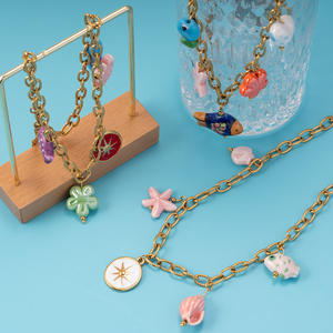 Nuova moda Ocean Wind catena in acciaio inox Cross Border bella collana con ciondolo in smalto di pesce con ciondolo graffetta collana Unisex - Product Image 4