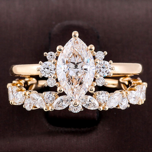 Anillos <span class=keywords><strong>de</strong></span> Diamantes Cultivados en <span class=keywords><strong>Laboratorio</strong></span>, Corte Marquesa, Alta Calidad, Oro Sólido <span class=keywords><strong>de</strong></span> 14K, VS1, Color D, Forma <span class=keywords><strong>de</strong></span> Corona, Anillos <span class=keywords><strong>de</strong></span> Boda para Parejas y Chicas - Product Image 2