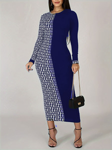 Custom OEM ODM produttore Plus Size manica lunga girocollo abito Midi Jacquard modello elegante maglione da donna abito - Product Image 2