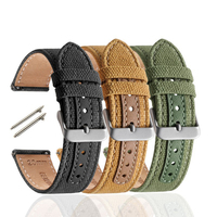 Win-Win 20mm correa de reloj de liberación rápida Lona de nailon con ribete de cuero para Huawei Samsung correa de reloj Universal con hebilla mate