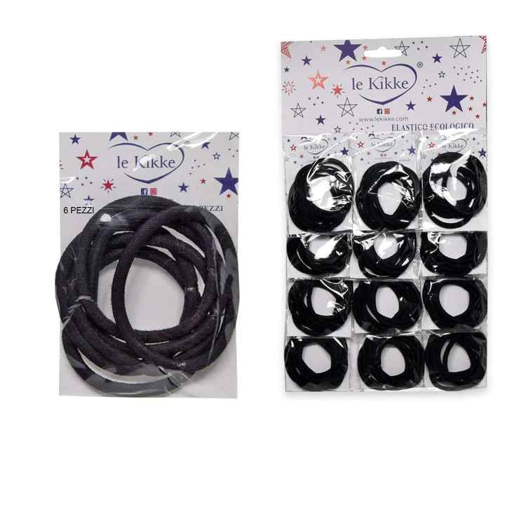 Le Kikke 12 Buste 72 Pz. Elastici Neri D. 4,5 mm Spes. 0,4 Cm Card Di Capelli Ties