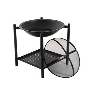 Gril <span class=keywords><strong>vertical</strong></span> à charbon de bois de camping en plein air avec planche de stockage de bois de chauffage - Product Image 2