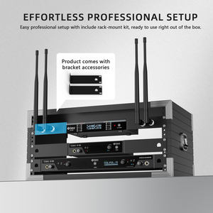 Microphone sans fil UHF Debra Audio UX-400 4 canaux, micro portable pour scène, karaoké, système de fréquence automatique tout métal - Product Image 5