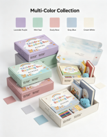 Boîte cadeau rigide artisanale écologique Morandi pour enfants, pour livres illustrés et papeterie - Personnalisable