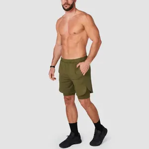Venta al por mayor OEM fabricado en fábrica Bermuda shorts entrenamiento gimnasio desgaste para hombres pantalones cortos de malla en blanco pantalones cortos de malla de doble capa