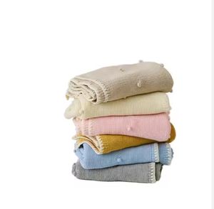 Mimixiong OEKO Tex algodón sólido tejido Swaddle ropa de cama para bebés recién nacidos con borde de concha de ganchillo manta de punto moderna - Product Image 4