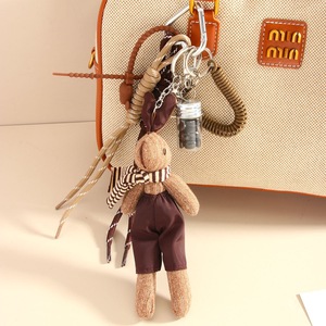 2026 New Personality Creative Cute 3D Plush Doll Scarf Rabbit Hanging Decoration Coffee Bean Bag Pendant Embossed Key Chain