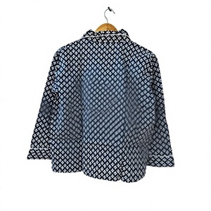 เสื้อเชิ้ตแขนยาวลายเรขาคณิตสำหรับผู้ชาย ผ้าฝ้ายทอ 100% เสื้อชุดนอนลำลองสำหรับฤดูร้อน มีกระเป๋า เป็นของขวัญสำหรับเธอ - Product Image 3