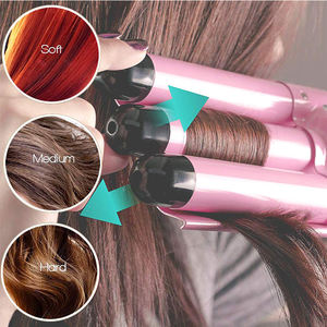 Varita de rizos de tres barril de pelo, <span class=keywords><strong>con</strong></span> pantalla LCD de temperatura, cerámica de 1 pulgada, turmalina, Triple barril, engarce de doble voltaje - Product Image 6