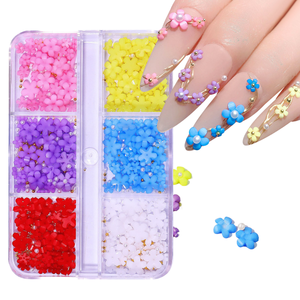 Vente en gros fleur 3D perles dorées 6 grilles 3D Nail Art décoration plastique résine DIY accessoire ornement boîte <span class=keywords><strong>pas</strong></span> <span class=keywords><strong>cher</strong></span> ongles <span class=keywords><strong>strass</strong></span> - Product Image 4