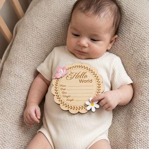 Panneau d'annonce personnalisé <span class=keywords><strong>en</strong></span> bois 3D pour nouveau-né, accessoire photo personnalisé avec nom pour l'hôpital, décoration de chambre d'enfant pour garçon ou fille - Product Image 4