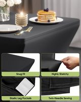 Couverture de table en polyester spandex extensible de qualité supérieure-Nappe ajustée élastique de taille 4,5,6,8FT pour la maison, le restaurant et les événements