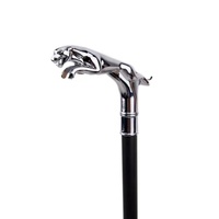 Canne de marche élégante en argent avec motif léopard et queue, pour fête, canne décorative, élégante canne à bouton, 93 cm