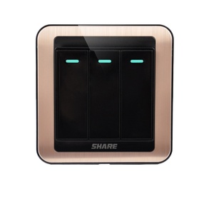 SHARE Hochwertiger Schwarzer Druckknopf 3-fach 2-Wege-Schalter 250V 16A 86*86mm <span class=keywords><strong>PC</strong></span>-Material 15 Jahre Garantie - Product Image 2