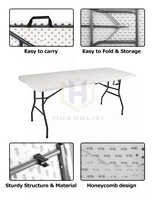 Vente en Gros Table Pliante Blanche Rectangulaire Traiteur Banquet Pique-Nique Table Pliable en Plastique Table Extérieure