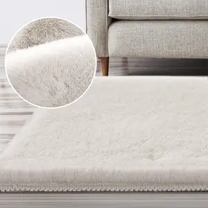 Fake Rabbit Fur Fuzzy Plush Cushioned Area Rug Living Room Bedroom Mat Fluffy Big Soft Carpet Rug