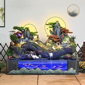 Fuente de agua artificial para pecera con cascada e iluminación LED para decoración de interiores - Product Image 1