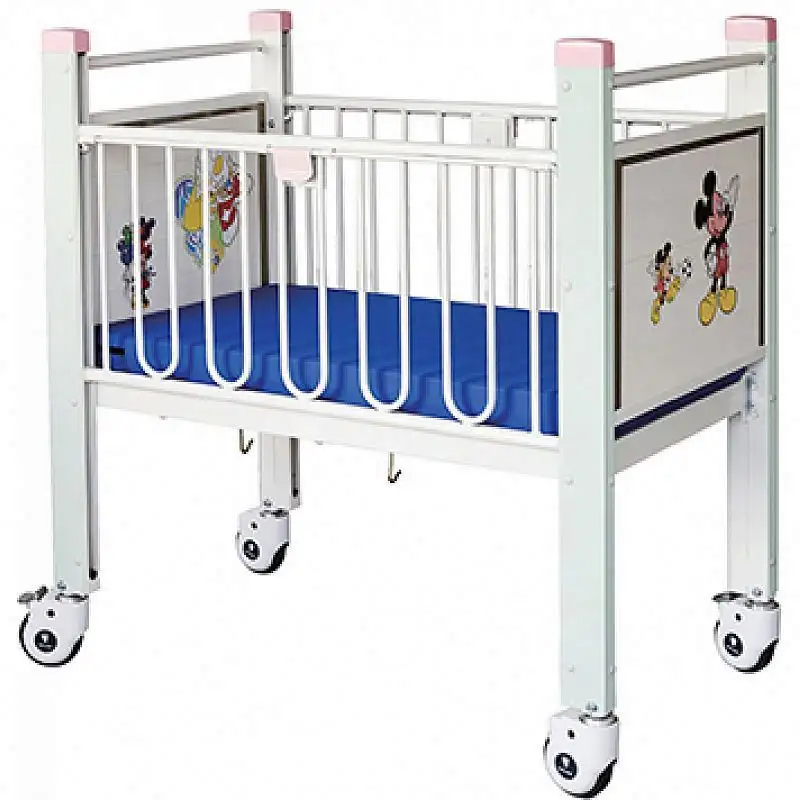 Mobilier d'hôpital CE ISO Lit plat en acier peint époxy pour enfants AM-C-1