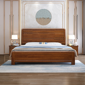 Cama de Madera Maciza de Nogal Dazhang Jiaju, 1.2-2.0m, Cama con Plataforma Tallada a Mano, Muebles de Dormitorio de Estilo Chino Moderno - Product Image 2