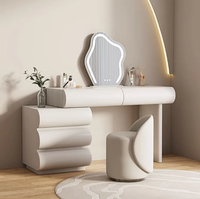 Table de maquillage extensible minimaliste en bois de pin massif laqué avec commodes de rangement intégrées pour chambre à coucher