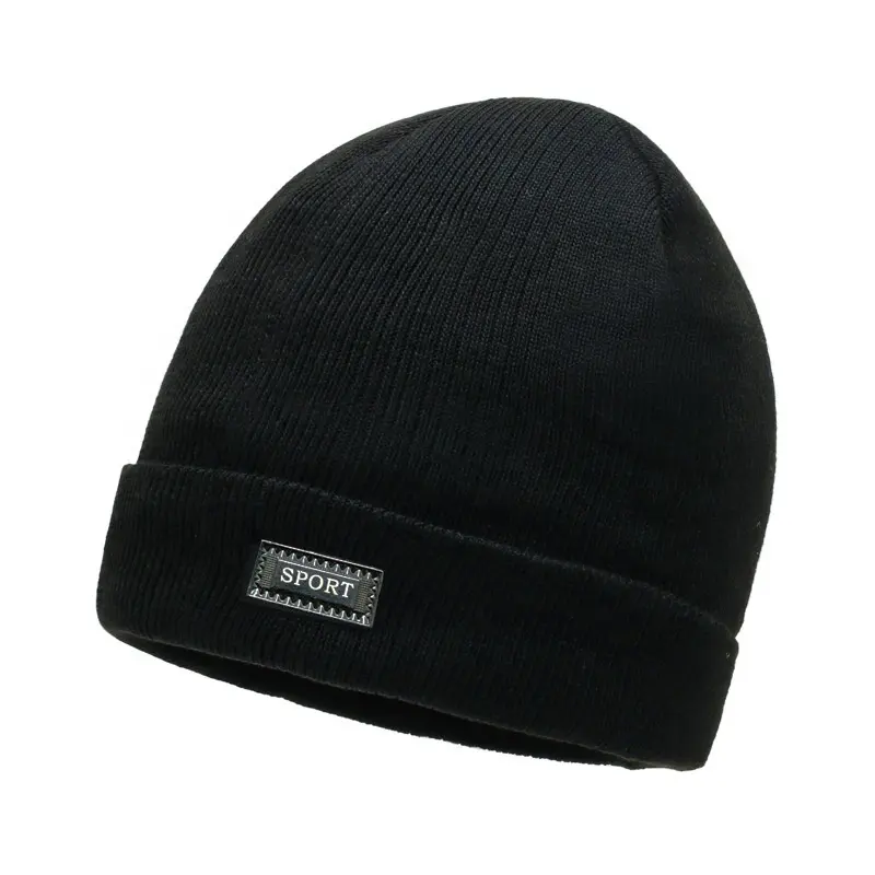 Berretto Unisex per bambini grandi in lana nera di alta qualità per cappello invernale da donna cappello da uomo Wave Logo a righe berretto in maglia morbida