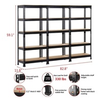 Étagère de stockage empilable en acier pour entrepôt, métal ouvert, 175 kg par niveau, 1800x900x400 mm, étagère à outils sans boulons / rivets, 1 pièce/niveau